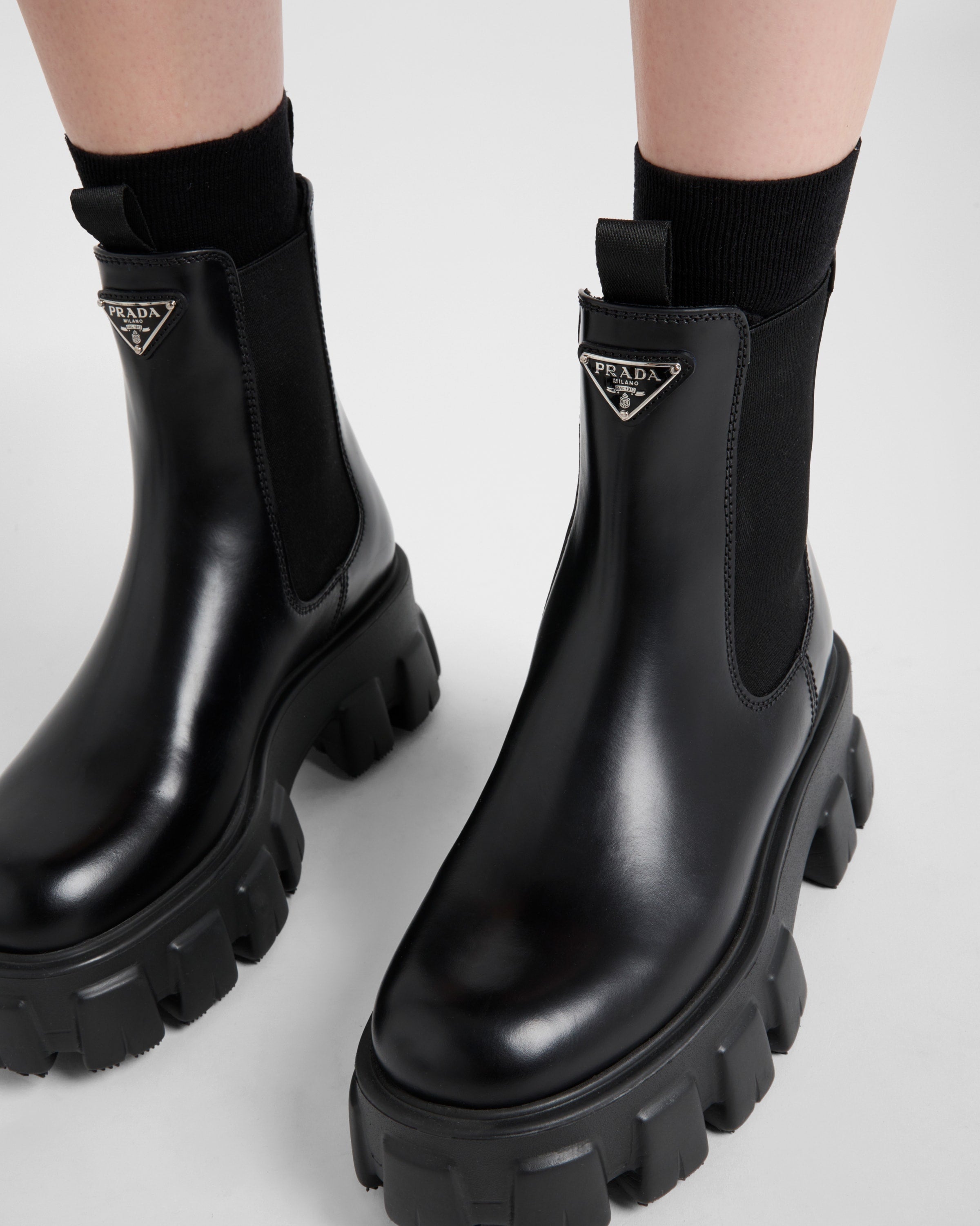 Prada Monolith brushed leather Chelsea boots