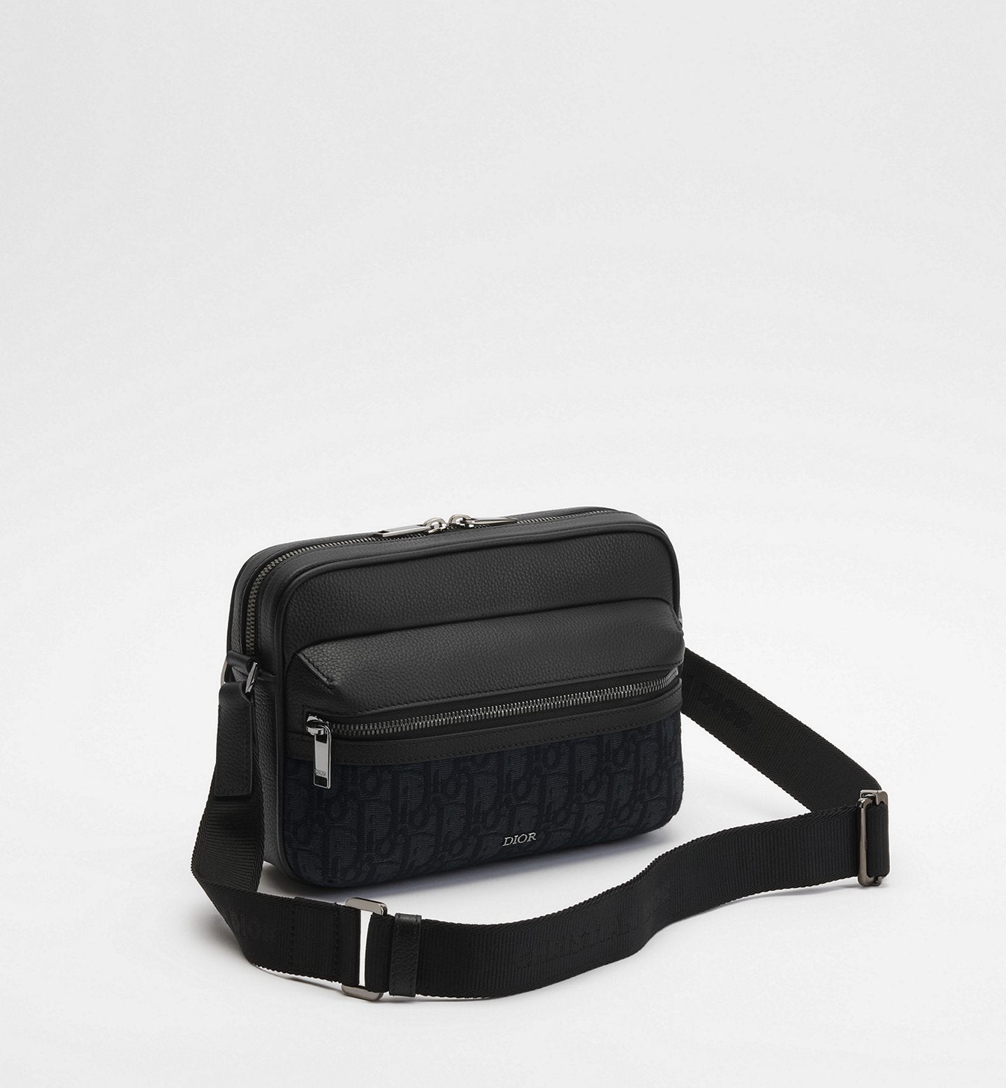 DIOR Rider 2.0 Zipped Messenger Bag Beige and Black Dior Oblique